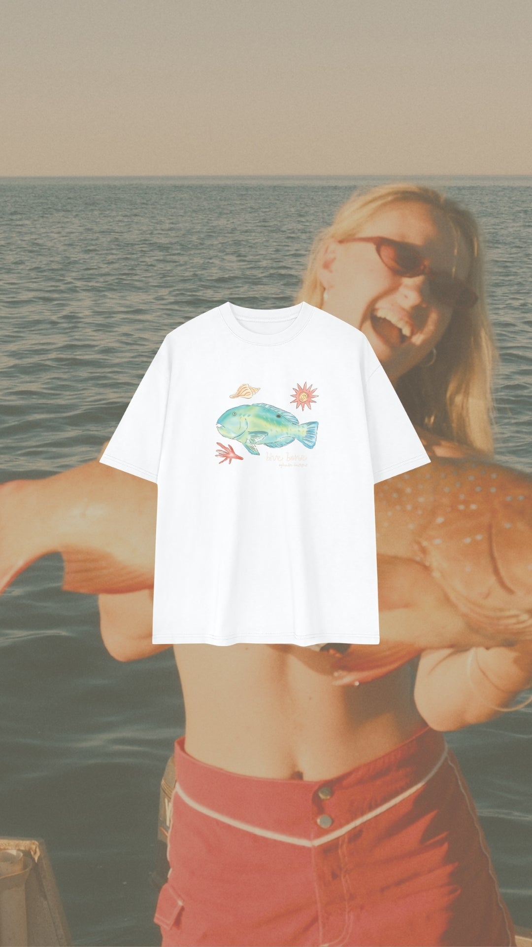 Ophelia Designs Blue Bone Oversized Tee WHITE