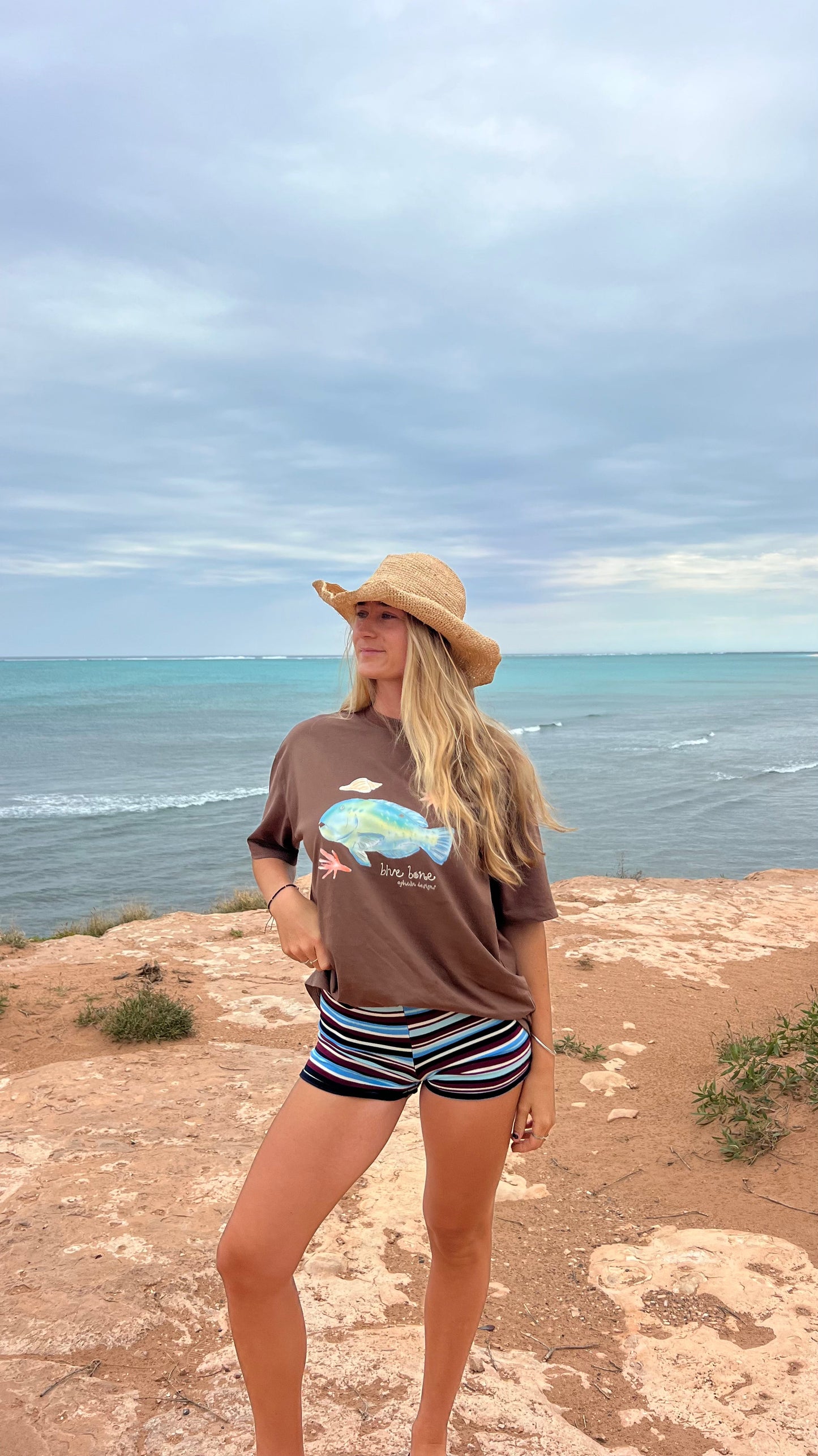 Ophelia Designs Blue Bone Oversized Tee BROWN